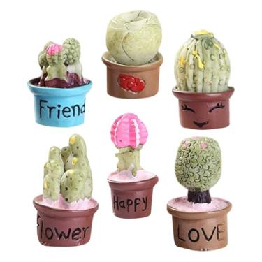 Imagem de 6 Unidades Vasos de plantas em micro paisagismo modelos decoração de escritório decorações suculentas de resina miniaturas de plantas tridimensional plantar pequeno vaso de flores