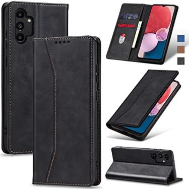 Imagem de Jasonyu Flip Carteira Capa para Samsung A13 5G/4G/A04s,Capinha Folio Magnética de Couro com Suporte para Cartão,Suporte para Chute - Protetora Durável de TPU à Prova de Choque para Telefone,Preto