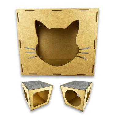 Imagem de Nicho Mdf Cru Para Gato Pet C/Carpete Arranhador Playground