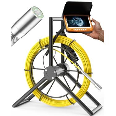 Imagem de Câmera de esgoto, câmera de drenagem de 30 metros com função DVR, câmera de cobra de esgoto de 4,3 polegadas com luz, bateria 9V 2600mAh câmera de tubo de boroscópio, endoscópio industrial para