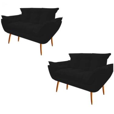 Imagem de Kit 02 Namoradeira  Decorativa  Opala Pés Palito em Madeira 2 Lugares 