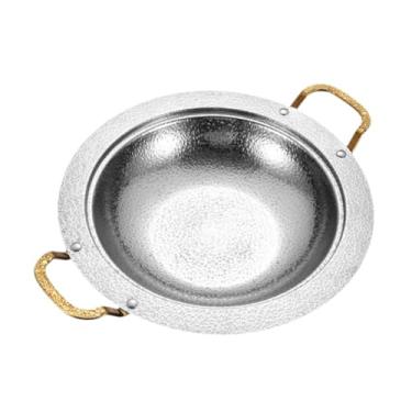 Imagem de ＫＬＫＣＭＳ Pote de macarrão instantâneo pote de frutos do mar cozinha panelas domésticas multiuso orelhas duplas kimchi panela de sopa de aço inoxidável, 20cm