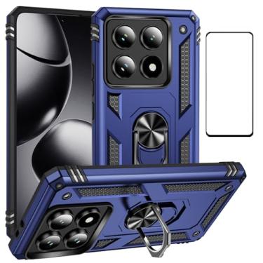 Imagem de WVOZWWO Capa para Xiaomi 14T Pro com protetor de tela, proteção militar fina à prova de choque à prova de choque capa protetora traseira para xiaomi 14t pro 2025 (14T Pro Blue)