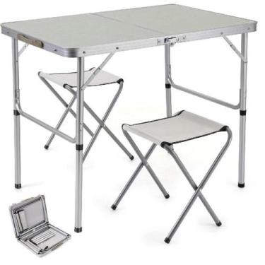 Imagem de Conjunto de Mesa e Bancos Dobráveis Multifuncionais Alumínio - Yeet
