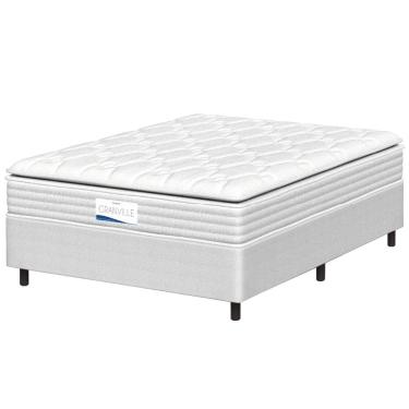 Imagem de Cama Box Casal Colchão Molas Ensacadas Granville Com Pillow Probel 138x188x66cm Branco