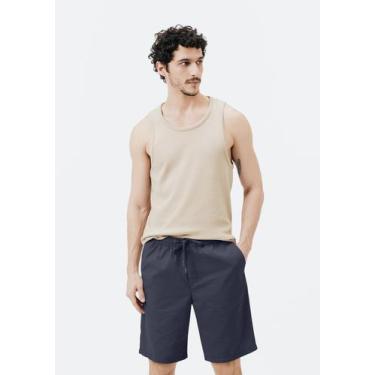 Imagem de Bermuda Básica Masculina Reta Em Sarja - Hering, XG, Azul escuro