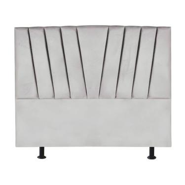 Imagem de Cabeceira Estofada Cama Casal Queen Size 160 Cm Ariel Suede Cinza Claro