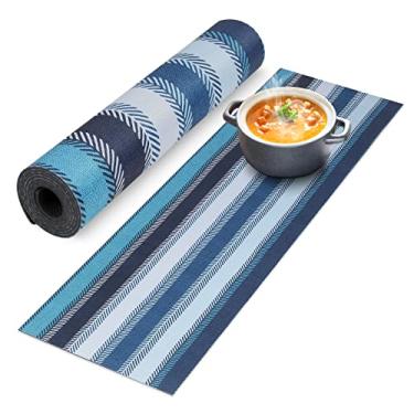Imagem de yeload Caminho De Mesa Para Pratos Quentes, Protetor Resistente Ao Calor, À Prova D'Água, Decorativo, Cozinha Fazenda, Descanso Prato, Jogos Americanos (Listra Azul)