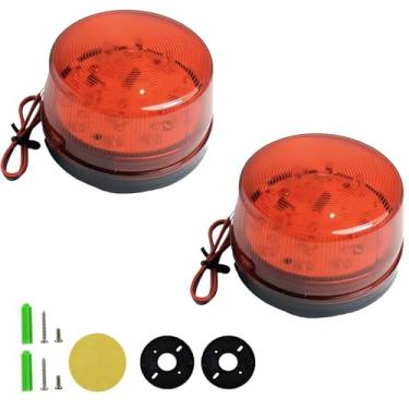 Imagem de Lelukee Luz Estroboscópica Vermelha, 2 Peças De Piscante Dc 12V, À Prova Chuva, Sinal Alarme Led Para Trabalho Em Campo, Limpa-Neve, Sistema Segurança Residencial Externo, Etc. (Vermelho)
