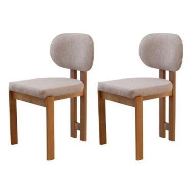 Imagem de Conjunto com 2 Cadeiras Madeira Nala - Moderna Mobilia, Brisa/ Imbuia 