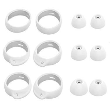 Imagem de JNSA 12 pontas de asa e pontas de orelha para Samsung Galaxy Buds, 3 pares de pontas de silicone e 3 pares de ganchos de orelha para Samsung Galaxy Buds 2019, P/M/G 3 tamanhos, branco BWT3PW