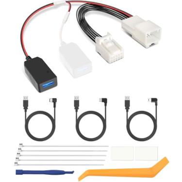 Imagem de YQMAJIM Adaptador de alimentação DashCam, (tipo 10P), compatível com Mazda 2017+ CX5, CX9 com espelho sem moldura, oculto USB para GPS, câmera espelhada, cabo adaptador de câmera Dash Cam, instalação