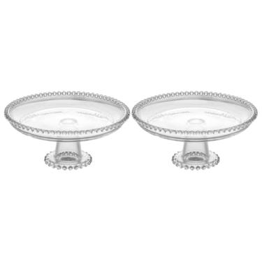 Imagem de Kit Pratos De Cristal Com Pé Estilo Boleira 20cm Wolff Linha Pearl 2 unidades Festa