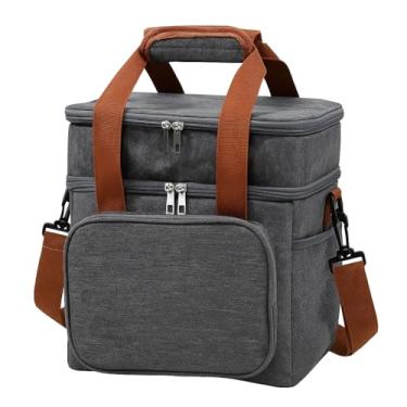 Imagem de Bolsa Térmica Moderna para Refeições 2 Compartimentos com Alça (Cinza)