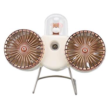 Imagem de Pssopp Fã de Mesa USB, Design Duplo 3 Velocidades Fortes Luz Noturna, Ventilador de Mesa Portátil Com Função de Spray de Névoa, ótimo para Camping de Dormitório para Viagens Em Casa (WHITE)