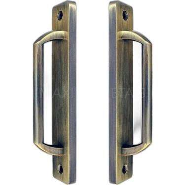 Imagem de Puxador Duplo Colonial Porta Correr Madeira Rústico 148Mm