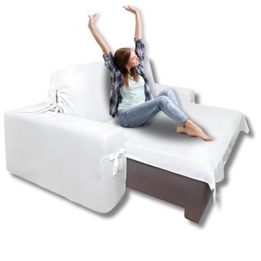 Imagem de Protetor pra Sofá de 3 Lugares Retrátil e Reclinável em Brim Peletizado até 2,35m Cor:Crua