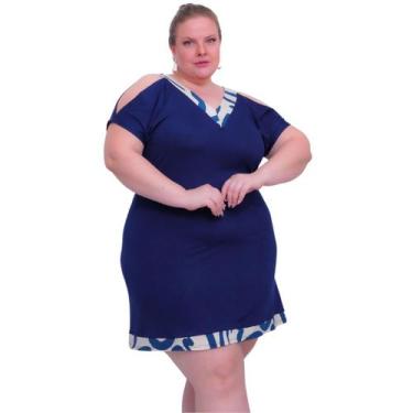 Imagem de Vestido Feminino Plus Size Confortável - WM, G1, Azul