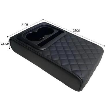 Imagem de Capa De Apoio Para Braço De Carro Em Couro PU Com 2 Suportes Para Copo