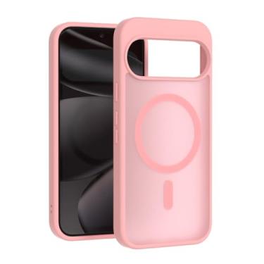 Imagem de ZCDAYE Capa para Google Pixel 9/9 Pro compatível com Magsafe, capa de telefone transparente fosca à prova de choque anti-impressão digital para Google Pixel 9/9 Pro (6,3 polegadas), rosa claro