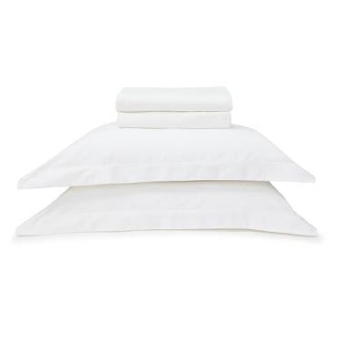 Imagem de Jogo de Lençol Premium Percal 400 fios, 100% algodão, Ultra Macio, Hotel Spa (Branco, Casal)