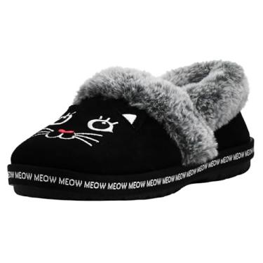 Imagem de Skechers Women's, BOBS Too Cozy - Meow Pajamas Slipper - Wide Width Black 9 W