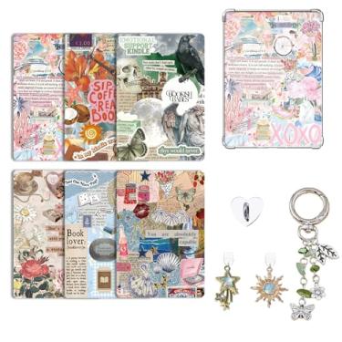 Imagem de 6 peças de inserções de cartolina para e-readers e 2 pingentes tipo C/USB C, 1 corrente charmosa, 15,7 cm x 11,9 cm, capa traseira com tema retrô, acessórios de decoração básicos (estilo B, 15,7 cm x