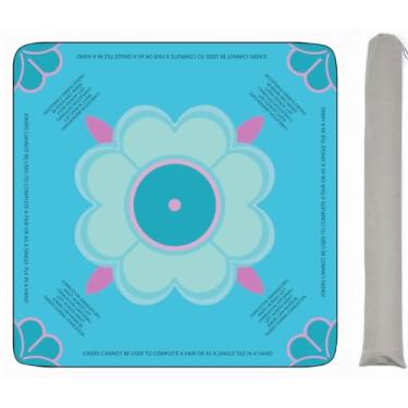 Imagem de Mahjong Mat for Table with Rules Anti Slip and Noise Reduction Table Cover for Mahjong, Poker, Card Games, Board Games, Dominoes, Tile Games 31.5" x 31.5" with 1 Carrying Bag (Light Blue)