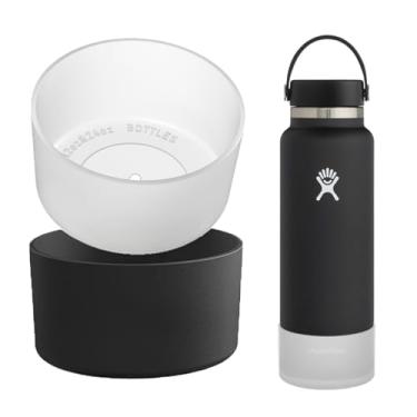 Imagem de OAWEEN 2 peças de bota de silicone para Hydro Flask 32 1,134 g diâmetro inferior da boca padrão 8 cm - 8,6 cm capa protetora anti-arranhões para garrafa de água Hydroflask capa transparente