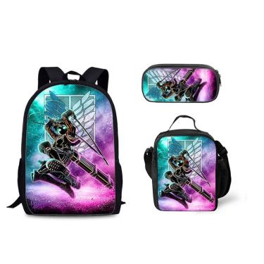 Imagem de Conjunto de mochilas escolares Attacks on Titans Levis Ackermans Kids