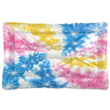 Imagem de Wassud Cama de cachorro Rainbow Stars para cães pequenos, lavável, impermeável, para viagem, tapete portátil para gatos com fundo antiderrapante para ambientes internos e para dormir 45 x 61 cm