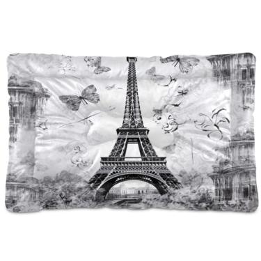 Imagem de Wassud Torre Eiffel Cama lavável para cães pequenos, tapetes macios para cães pequenos, almofada portátil antiderrapante para cães e gatos, almofada confortável para cães, cama para cães de viagem, 91