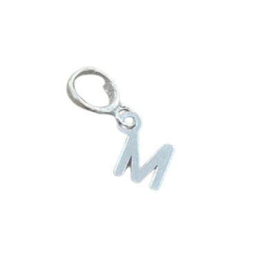 Imagem de Berloque Pingente Letra M para Pulseira Personalizável - Acessório Decorativo Inicial Compatível com Diversos Modelos para Montagem de Pulseiras