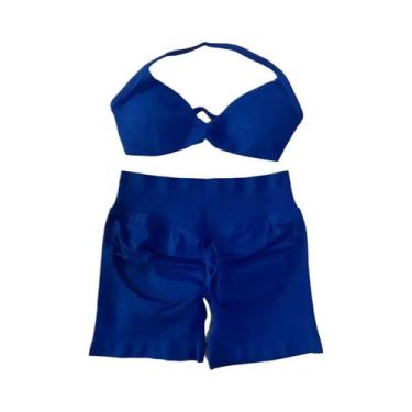 Imagem de Conjunto De Top E Shorts Sem Costura De Cintura Alta Para Academia 2 P