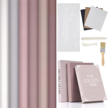 Imagem de Feifeiya Kit de 6 peças de pano para encadernação de livros, encadernação de livros 40,6 cm x 89,5 cm, superfície de tecido com suporte de papel, 3 folhas de vinil a ferro, ferramenta de reparo para