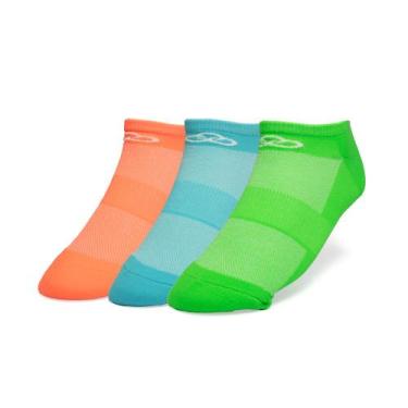 Imagem de Meia Unissex Olympikus 3 Pares Cano Invisível Neon Multicolor, Multico