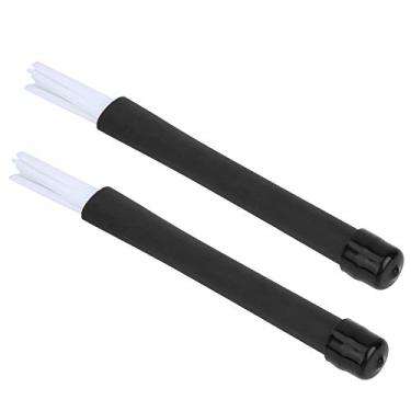 Imagem de SPYMINNPOO Bastão de Escova de Nylon para Tambor de Jazz Bastão de Tambor Retrátil para Entusiastas de Bateria Profissionais Cabo Preto + Pincel Branco 2 Peças para Instrumentos de Percussão