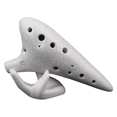 Imagem de WYNSJDBB ocarina 12 furos Ocarina Alto C Ac Iniciante Ocarina Instrumento Profissional Treinamento Crack Instrumento Pintado à Mão Adultos Crianças Iniciantes, Branco