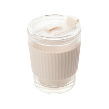 Imagem de Copo de Vidro Reutilizável com Tampa Antivazamento e Luva de Silicone Antiderrapante – Design Minimalista e Elegante para Café, Chá e Bebidas Quentes ou Frias