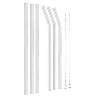 Imagem de Irfora Canudo de Vidro Ecológico Reutilizável, Conjunto de 6 Peças Com Escovas Limpeza, para Bebidas Quentes e Frias, café, chá Gelado