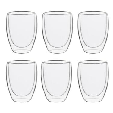 Imagem de Jogo De Copos Parede Dupla 6 Unidades 350 Ml De Vidro Borossilicato Premium