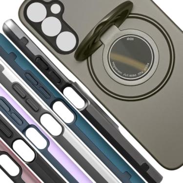 Imagem de Capa Galaxy A25 5G Capinha Celular Anti-Choque Anel Segurança Apoio 360° Case Smartphone Magnética Proteção Reforçada Interior Aveludado (Cinza, Samsung Galaxy A25)