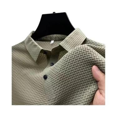 Imagem de Camisa Polo Masculina Casual De Negócios Em Cor Sólida Com Estampa De 