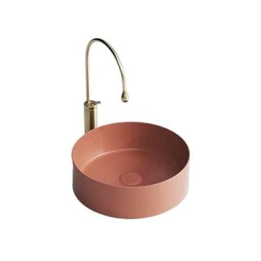 Imagem de Vessel Vanity Sink 45 * 45 * 15 cm Banheiro Pequeno Vaso Redondo Pia Acima do Balcão Cerâmica Vanity Lavatório Lavatório Bancada Moderna