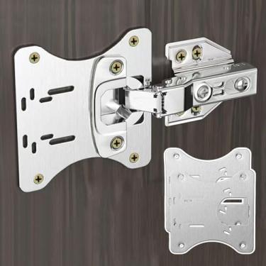 Imagem de Placa de reparo de dobradiça de armário de 2 peças de aço inoxidável suportes de reparo de dobradiça de armário de porta com parafusos de montagem para cozinha doméstica (estilo1, 9 x 9 cm)