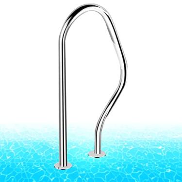 Imagem de KIDYBO Corrimão de piscina à prova de ferrugem com acessórios de montagem completos, corrimão de segurança para piscina, corrimão de entrada de piscina, trilho de aço inoxidável 304