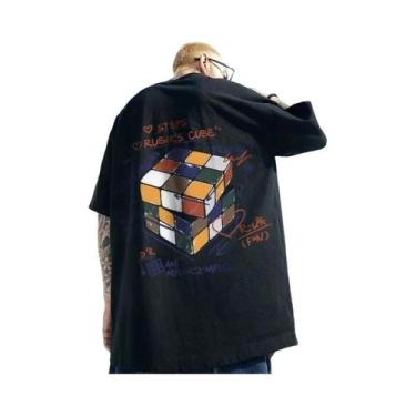 Imagem de Camiseta Casual Masculina 8XL Com Estampa Vintage De Cubo Mágico Color
