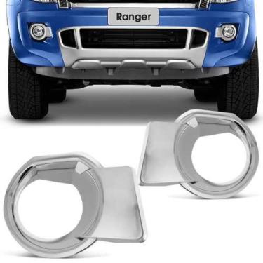Imagem de Aplique Cromado Moldura do Farol Auxiliar de Milha Ford Ranger 2013 à 2015 Par