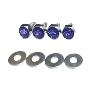 Imagem de Parafusos De Placa Logomarca Emblema Ford Azul