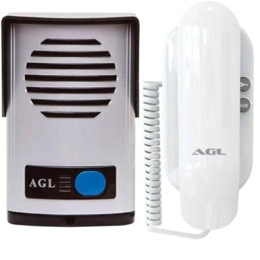 Imagem de Kit Interfone Residencial Porteiro Eletrônico Monofone Branco Agl P10s